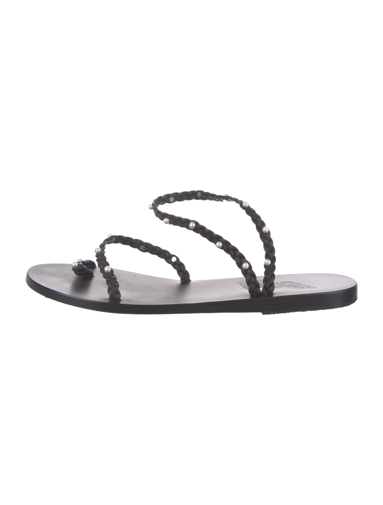 Ancient Greek Sandals Leather Braided Accents Slides