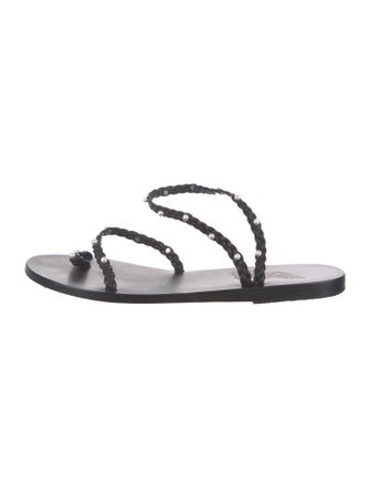 Ancient Greek Sandals Leather Braided Accents Slides