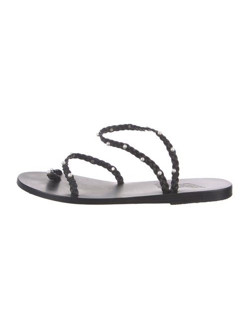 Ancient Greek Sandals Leather Braided Accents Slides