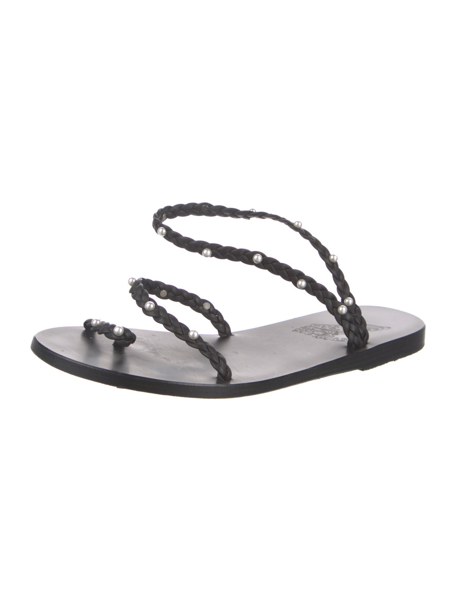 Ancient Greek Sandals Leather Braided Accents Slides