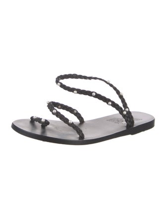 Ancient Greek Sandals Leather Braided Accents Slides