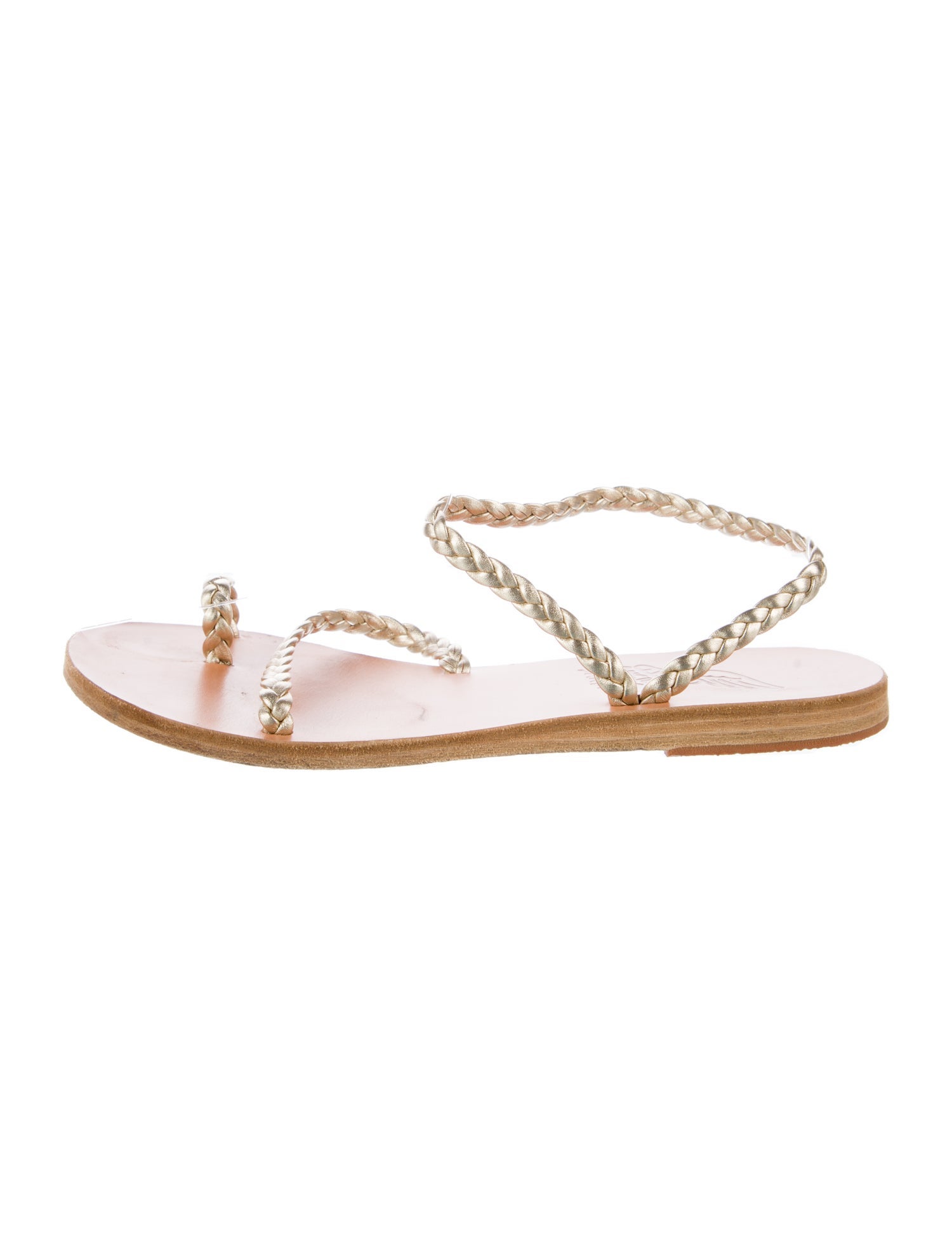 Ancient Greek Sandals Leather Braided Accents Slingback Sandals