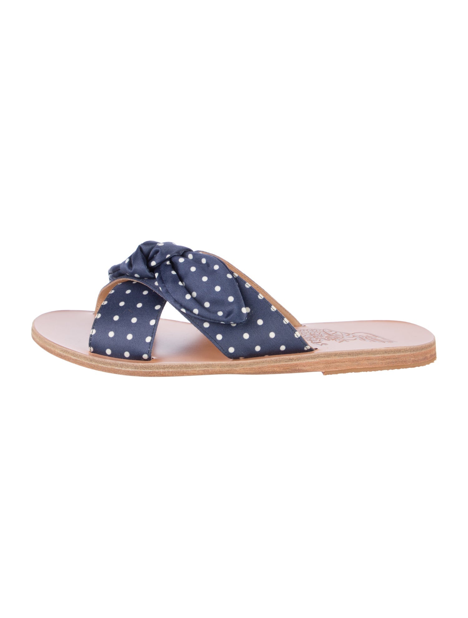 Ancient Greek Sandals Satin Polka Dot Print Slides