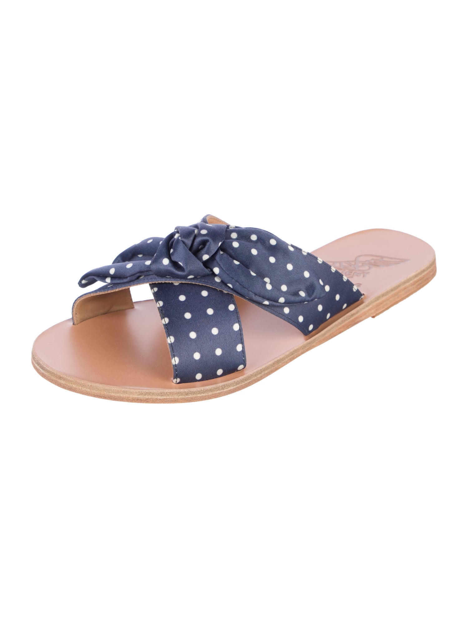 Ancient Greek Sandals Satin Polka Dot Print Slides