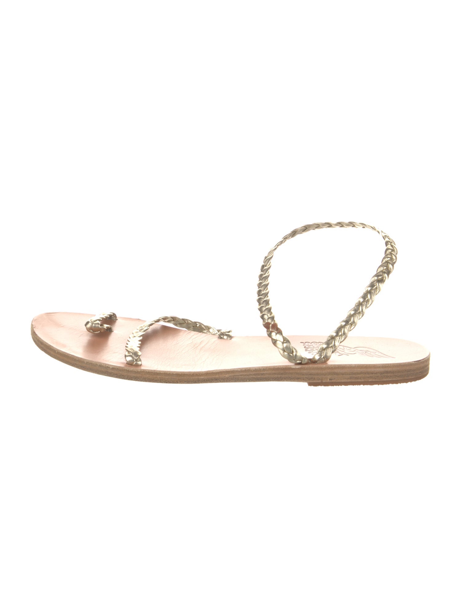 Ancient Greek Sandals Leather Braided Accents Slingback Sandals