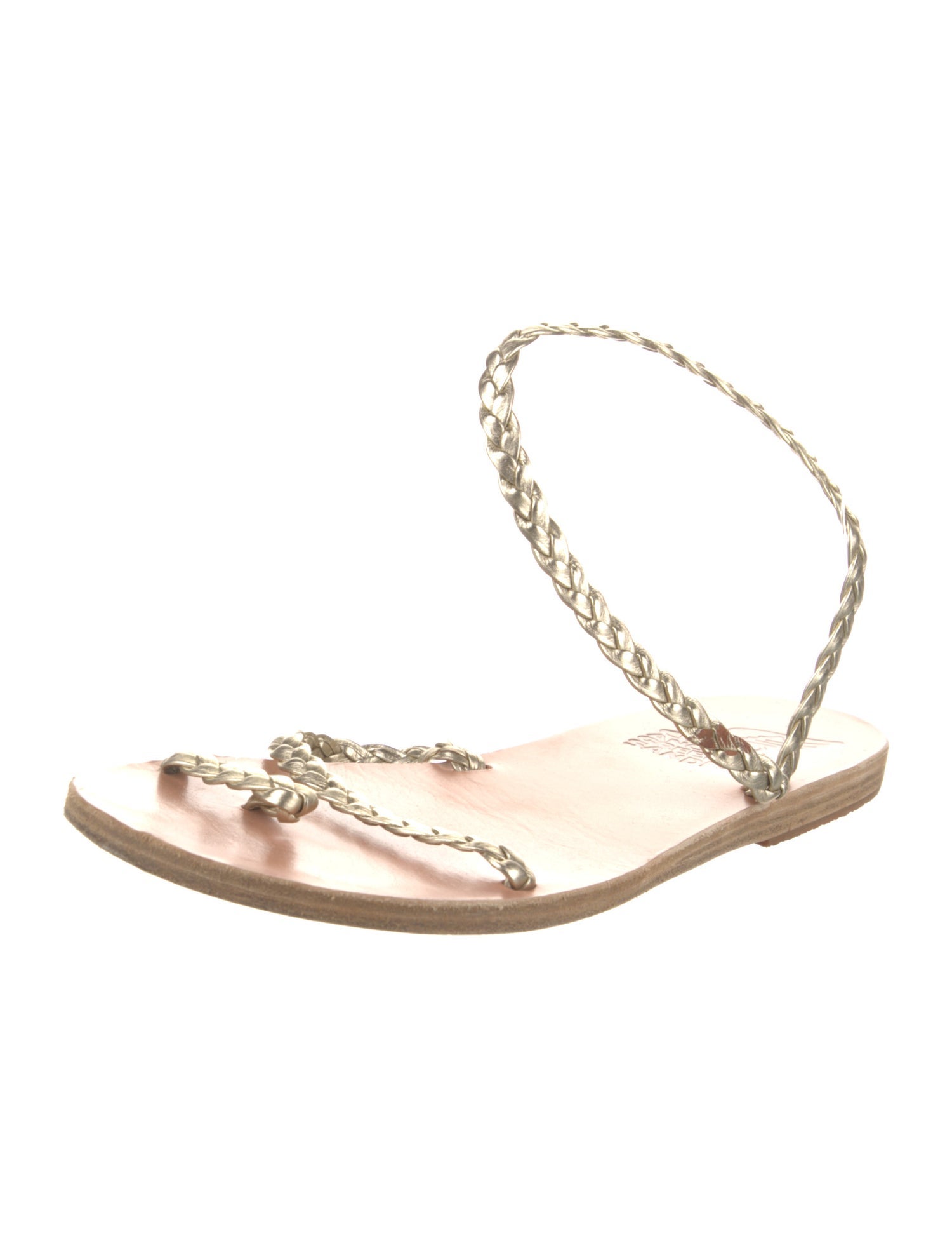 Ancient Greek Sandals Leather Braided Accents Slingback Sandals