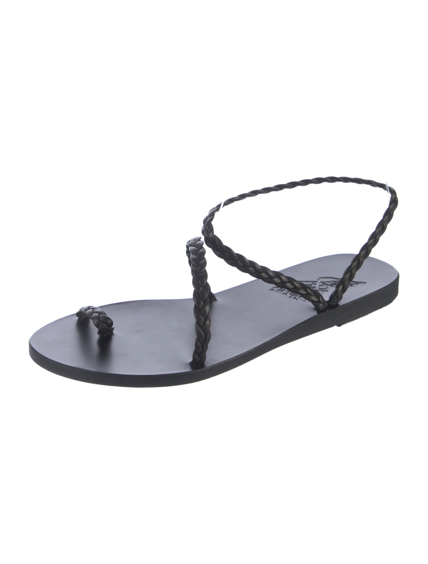 Ancient Greek Sandals Leather Braided Accents T-Strap Sandals