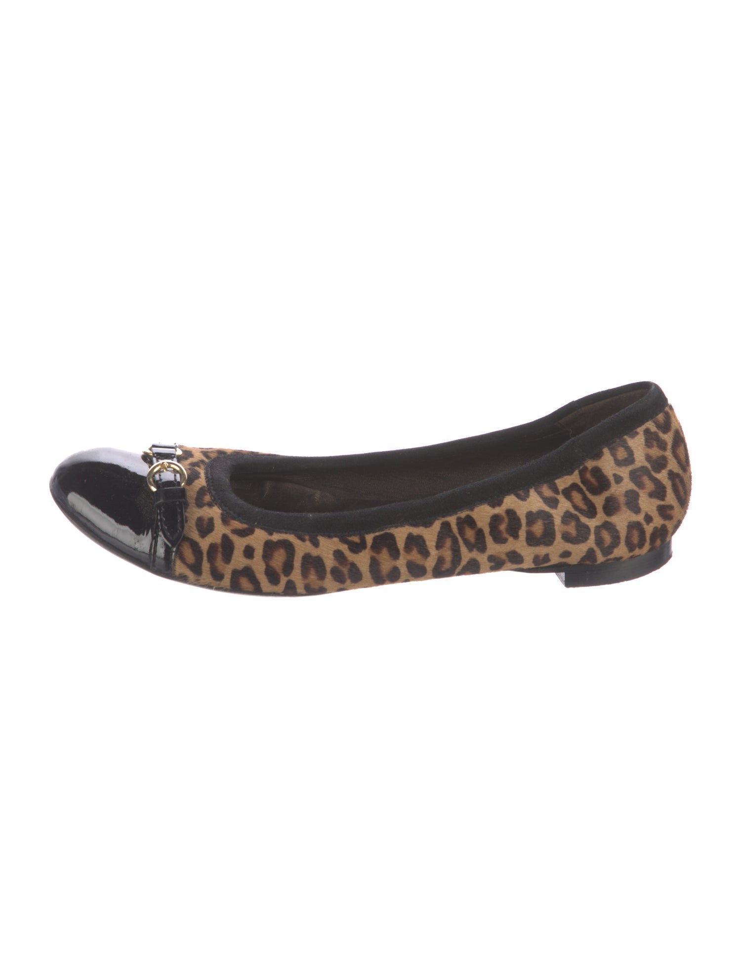 AGL Calf Hair Animal Print Ballet Flats Brown Flats, Shoes