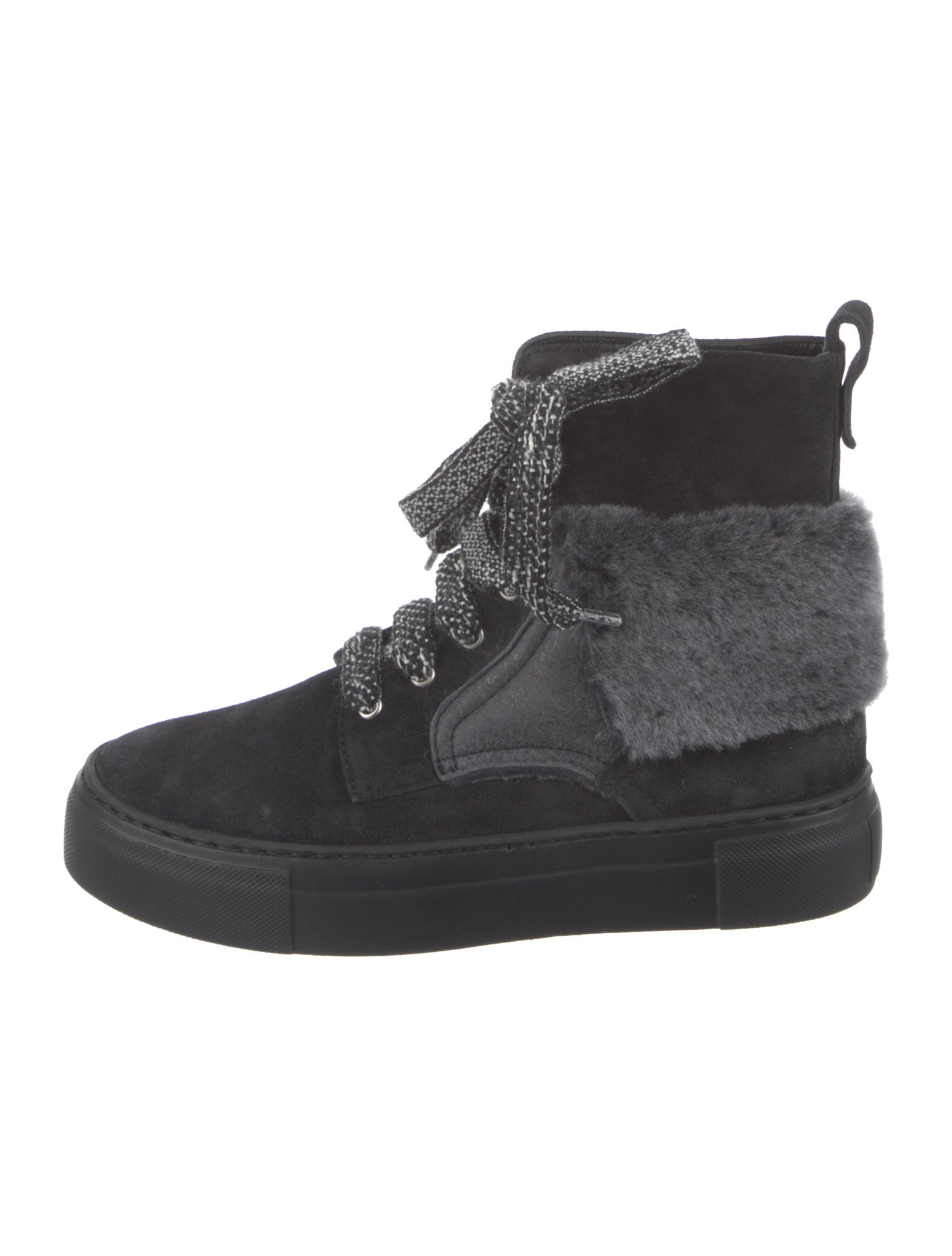 AGL Suede Fur Trim Combat Boots