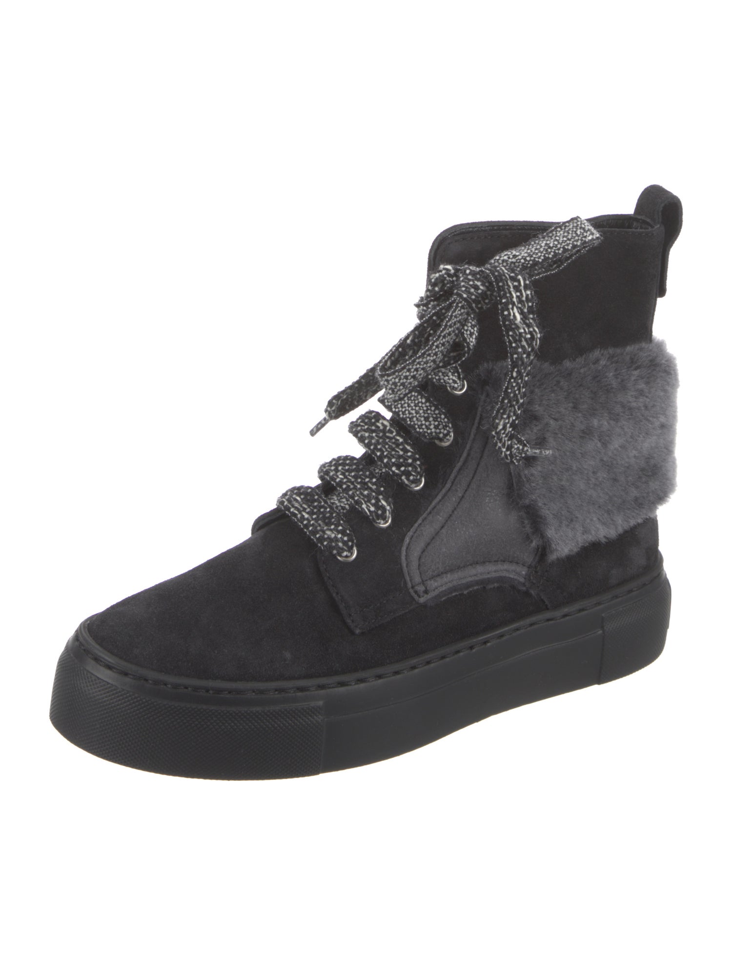 AGL Suede Fur Trim Combat Boots