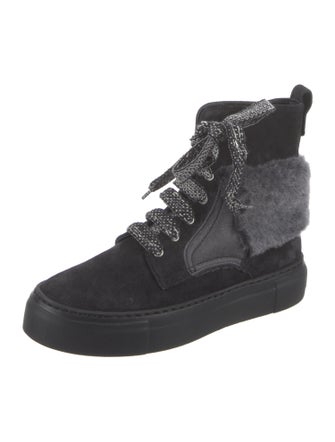 AGL Suede Fur Trim Combat Boots