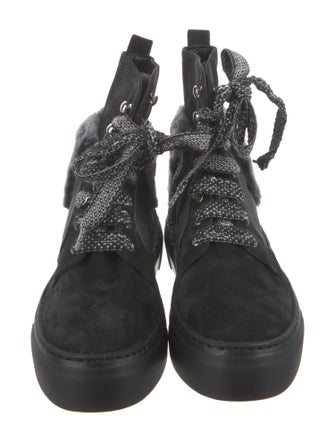 AGL Suede Fur Trim Combat Boots
