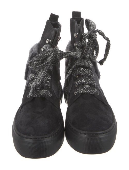AGL Suede Fur Trim Combat Boots