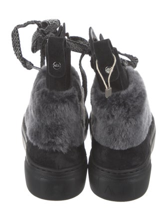 AGL Suede Fur Trim Combat Boots