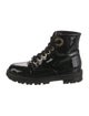 AGL Patent Leather Printed Combat Boots