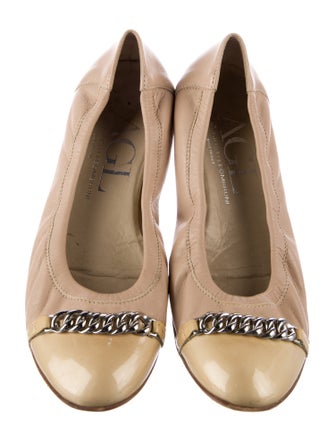 AGL Leather Chain-Link Accents Ballet Flats