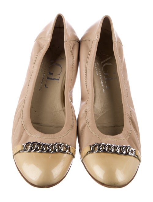 AGL Leather Chain-Link Accents Ballet Flats