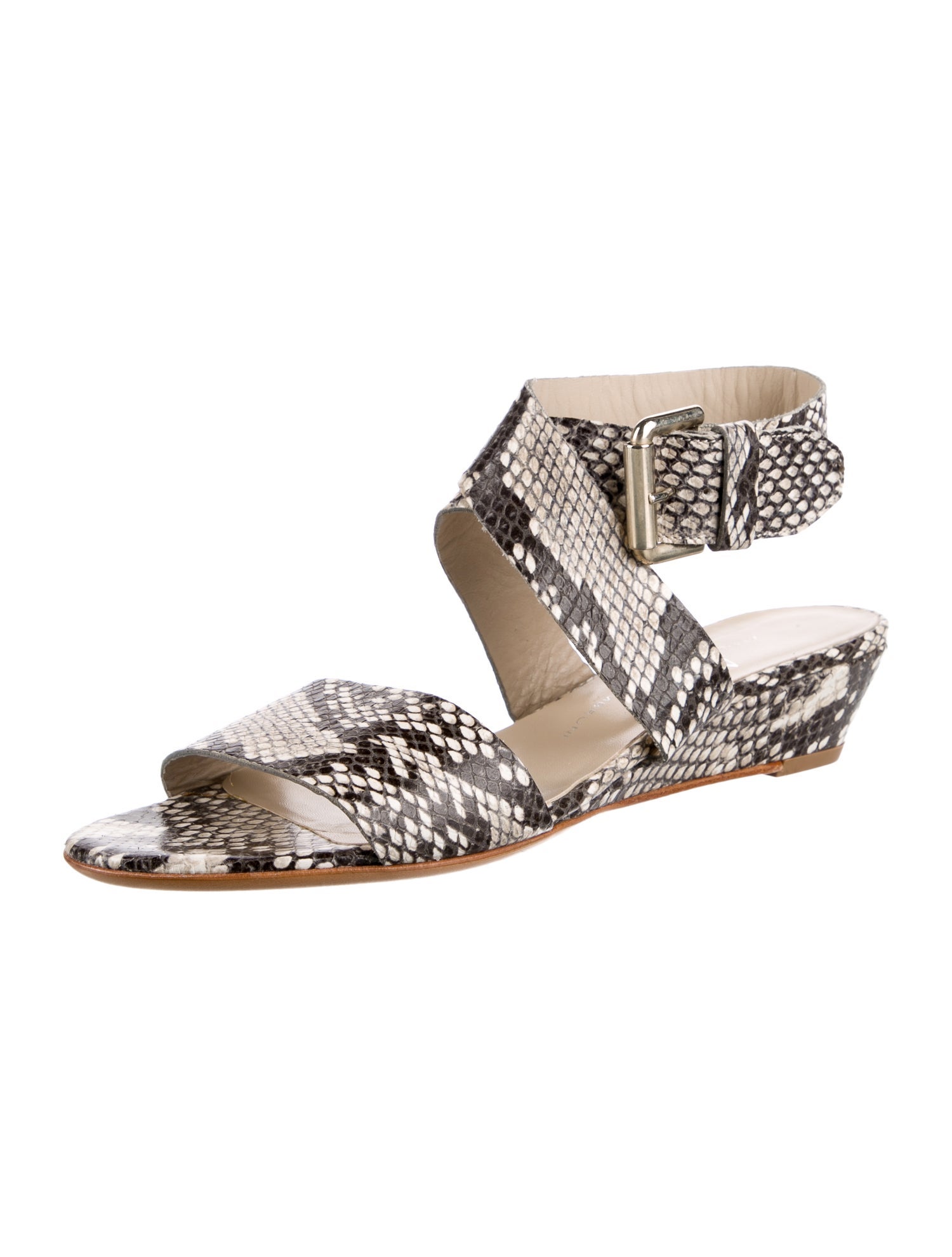AGL Embossed Leather Animal Print Gladiator Sandals