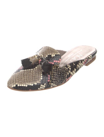 AGL Embossed Leather Floral Print Mules