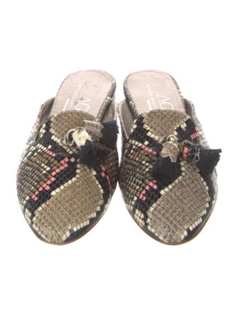 AGL Embossed Leather Floral Print Mules
