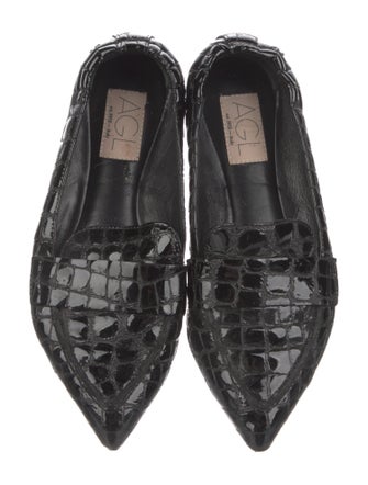 AGL Patent Leather Animal Print Loafers