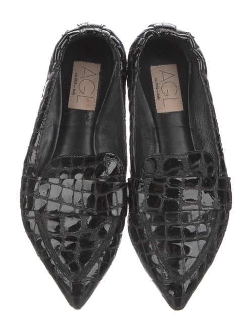 AGL Patent Leather Animal Print Loafers