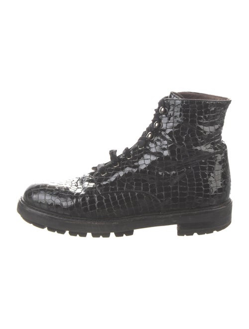 AGL Patent Leather Combat Boots