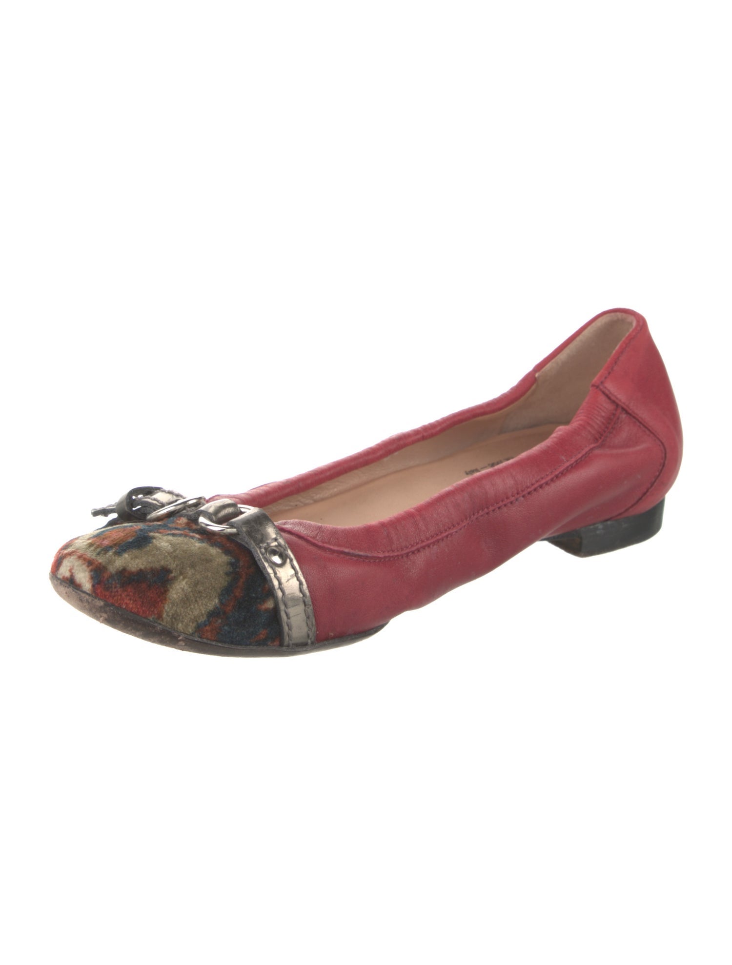 AGL Leather Printed Ballet Flats
