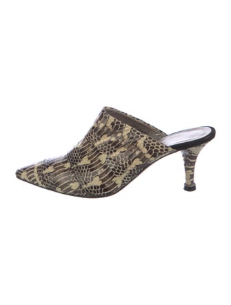 AGL Embossed Leather Animal Print Mules