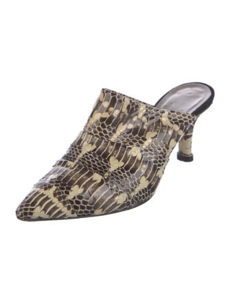 AGL Embossed Leather Animal Print Mules