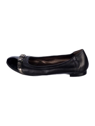 AGL Leather Ruffle Embellishment Ballet Flats