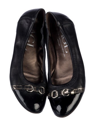 AGL Leather Ruffle Embellishment Ballet Flats