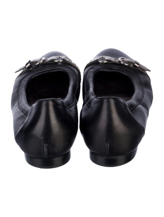 AGL Leather Ruffle Embellishment Ballet Flats