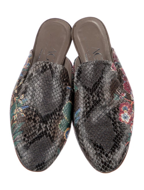AGL Leather Floral Print Slides