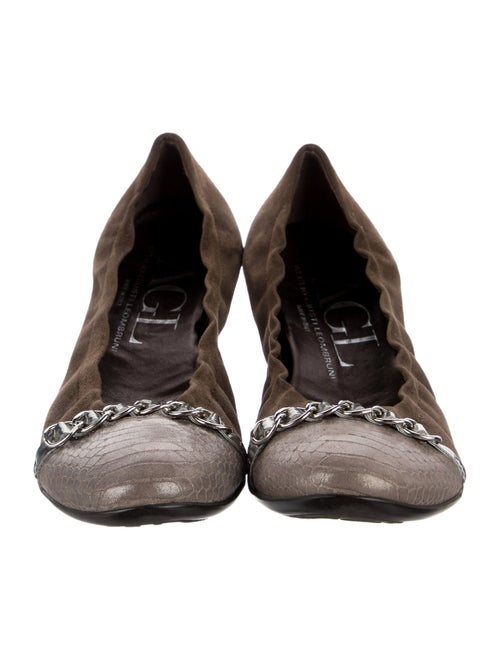 AGL Suede Chain-Link Accents Ballet Flats