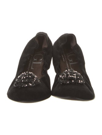 AGL Suede Floral Print Ballet Flats