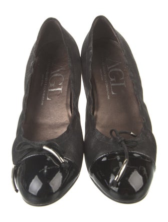 AGL Leather Bow Accents Ballet Flats
