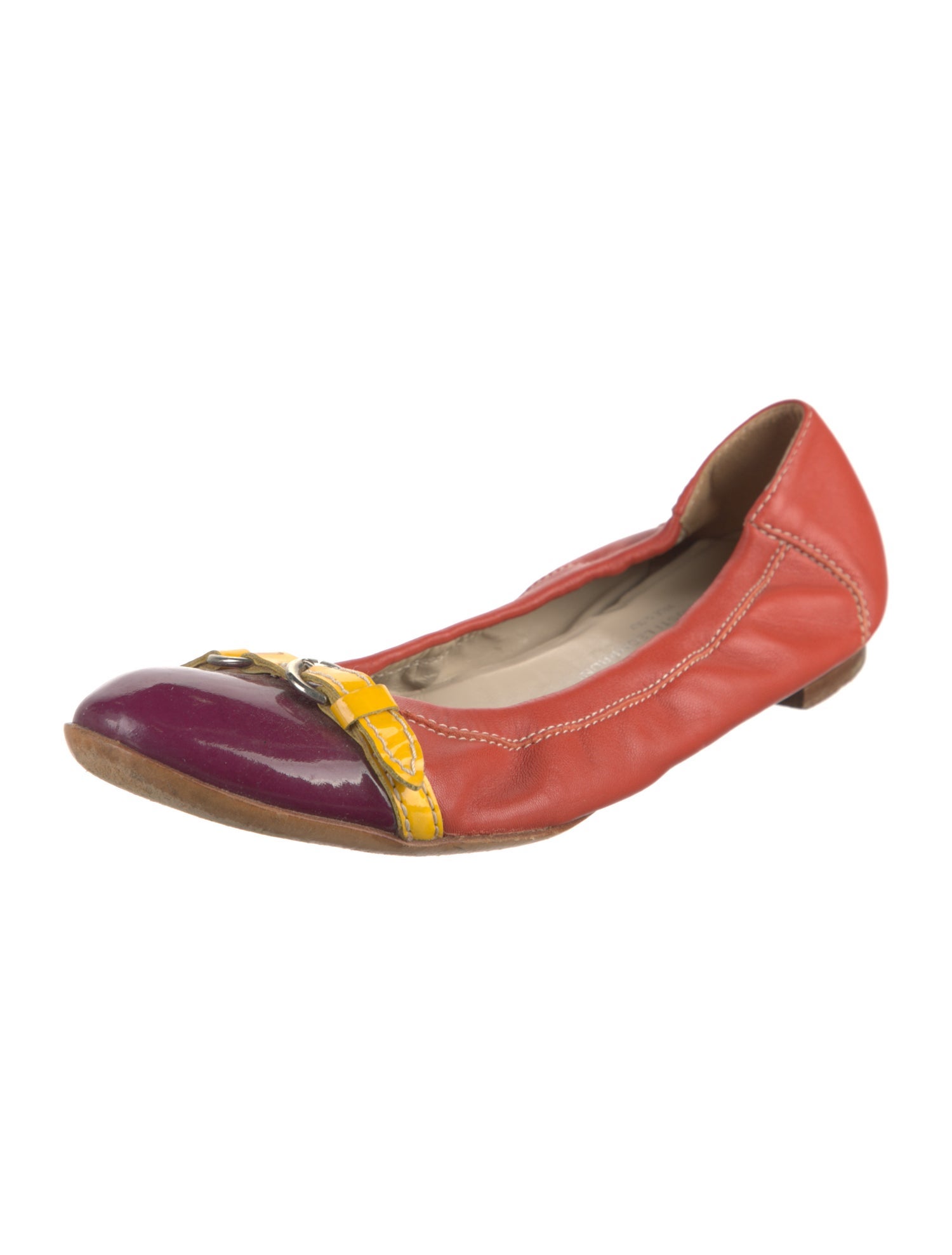 AGL Leather Colorblock Pattern Ballet Flats