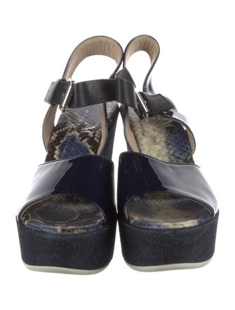 AGL Patent Leather Cutout Accent Slingback Pumps