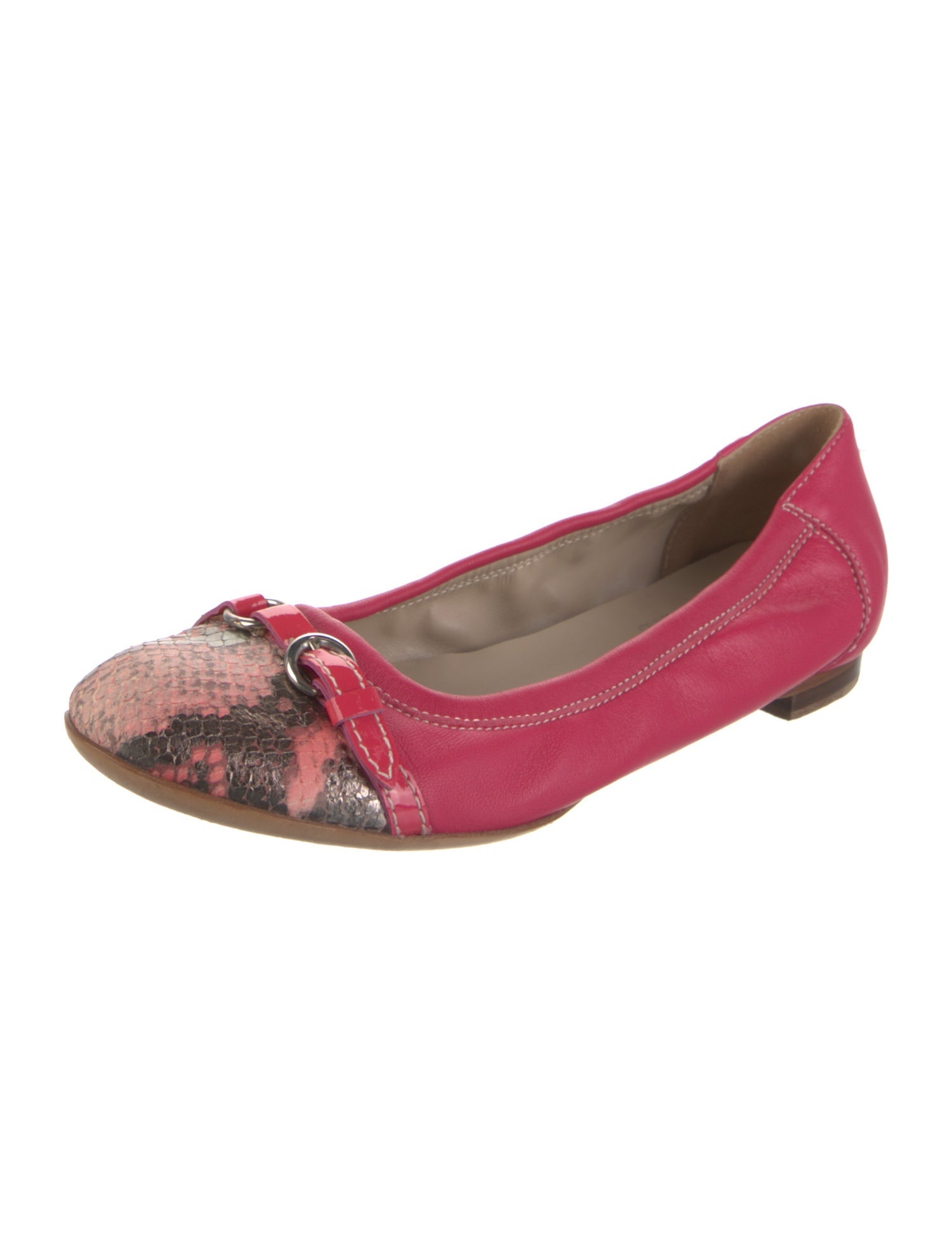 AGL Leather Animal Print Ballet Flats