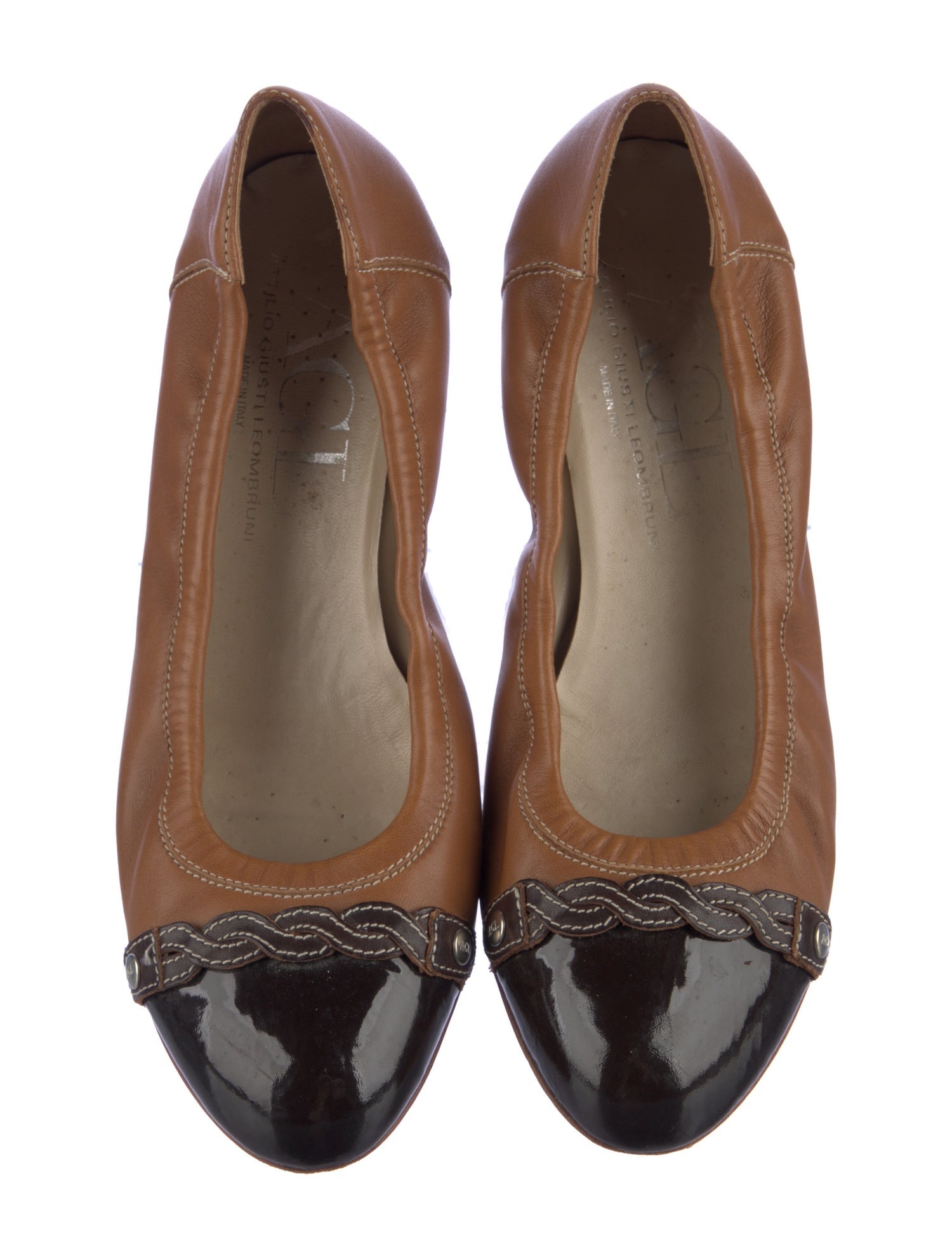 AGL Leather Colorblock Pattern Ballet Flats