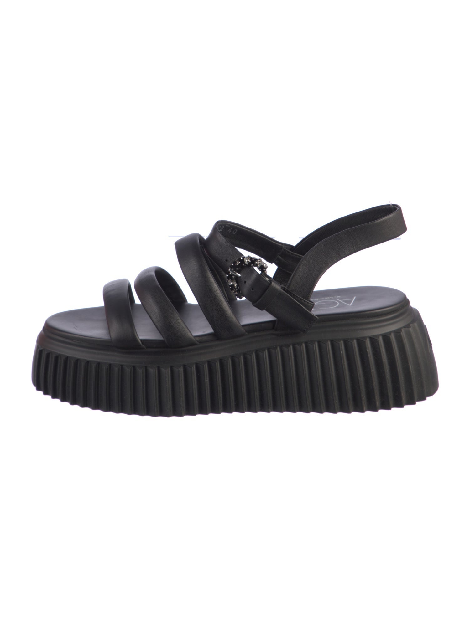 AGL Leather Crystal Embellishments Slingback Sandals