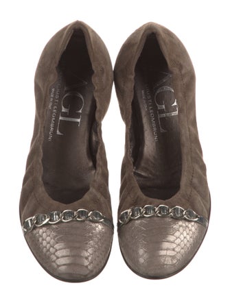 AGL Suede Chain-Link Accents Ballet Flats