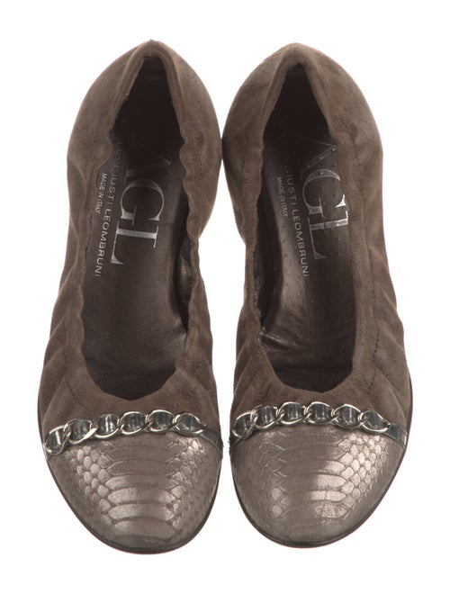 AGL Suede Chain-Link Accents Ballet Flats