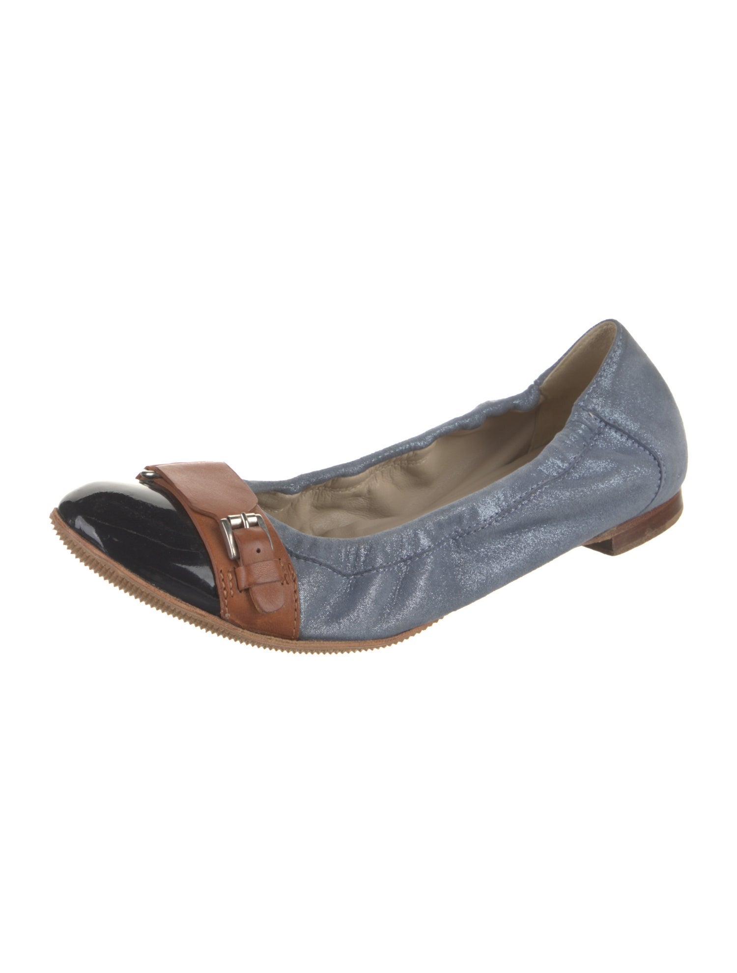 AGL Suede Glitter Accents Ballet Flats