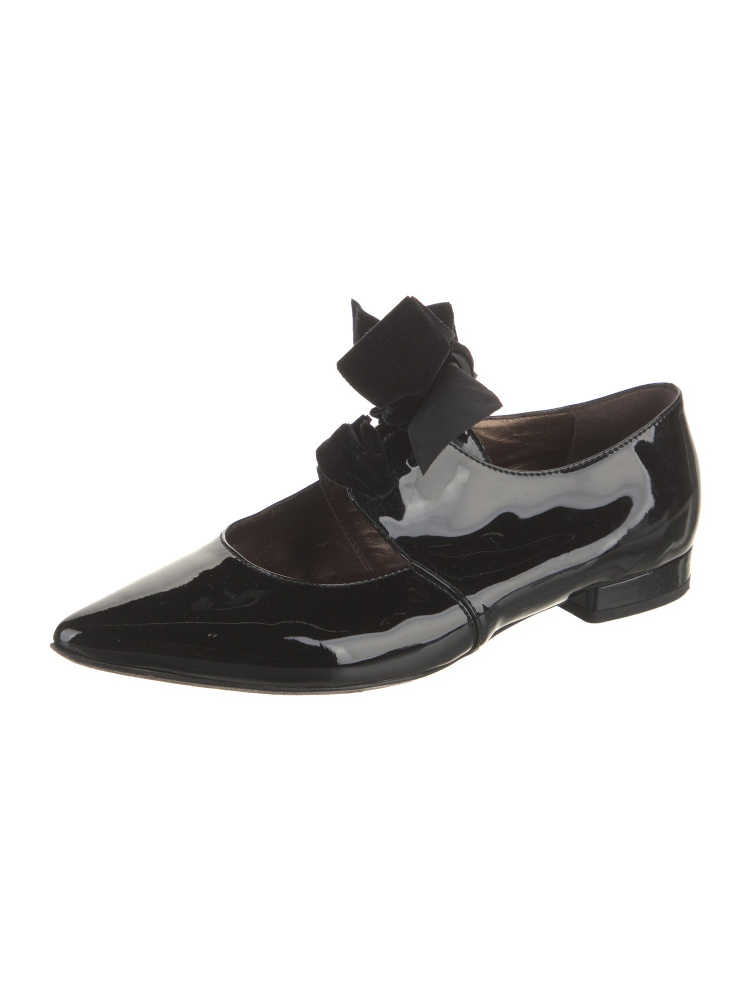 AGL Patent Leather Bow Accents Mary Jane Flats