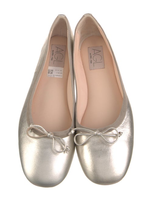 AGL Leather Bow Accents Ballet Flats
