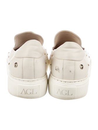 AGL Leather Studded Accents Loafers