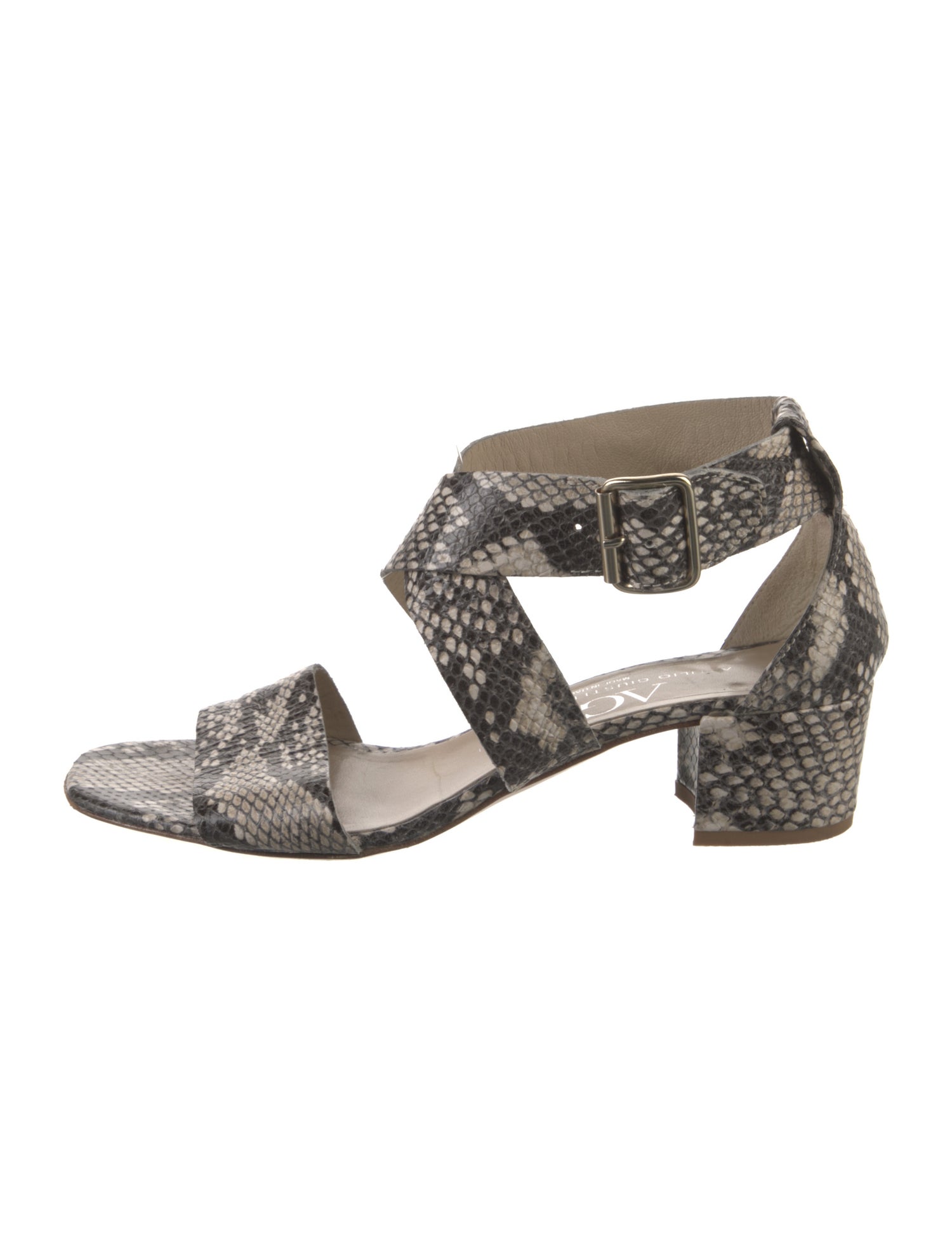 AGL Embossed Leather Animal Print Sandals