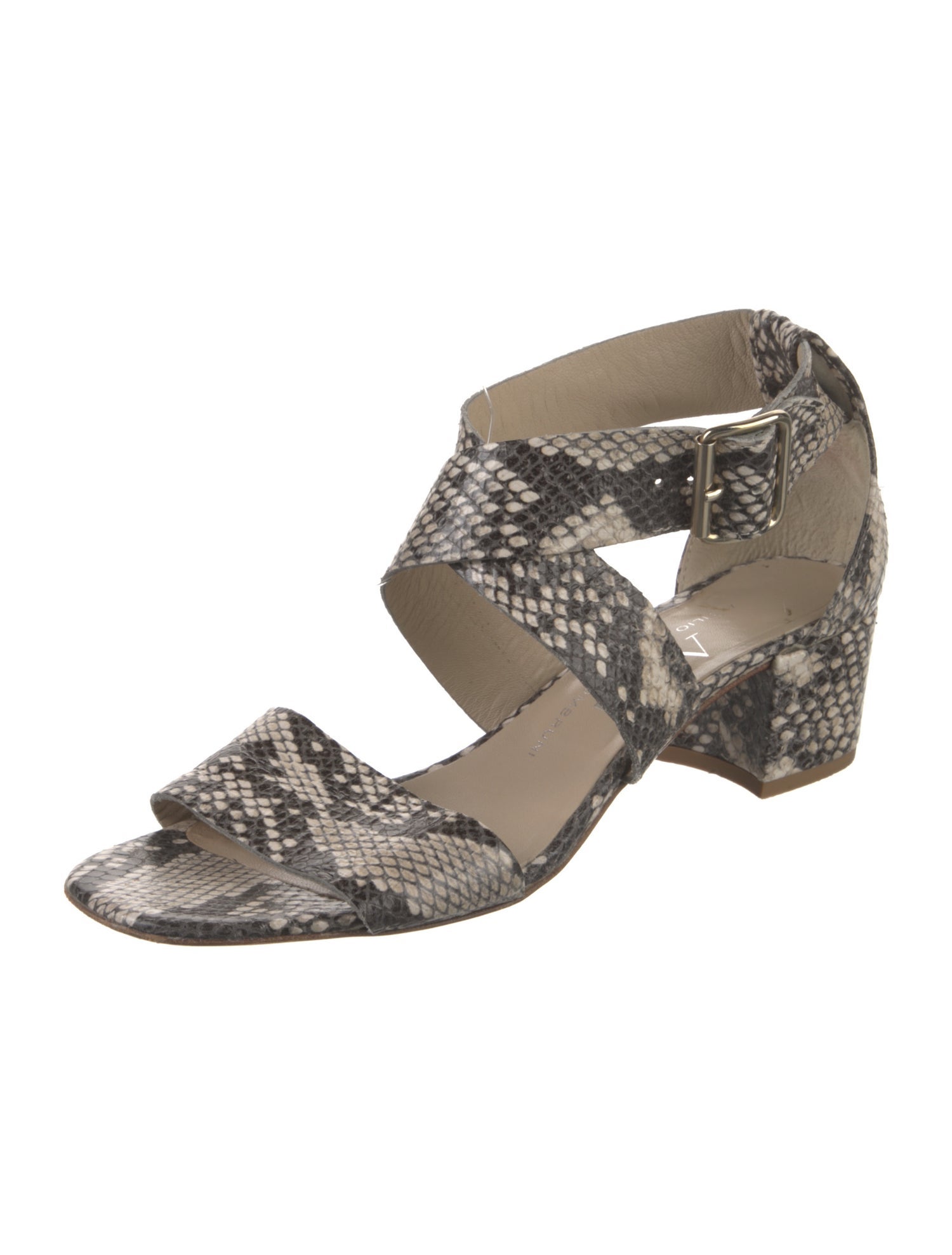 AGL Embossed Leather Animal Print Sandals